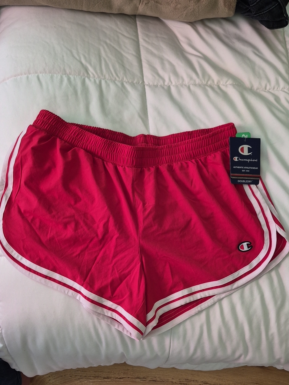 Champion Red Athletic Shorts with White Trim